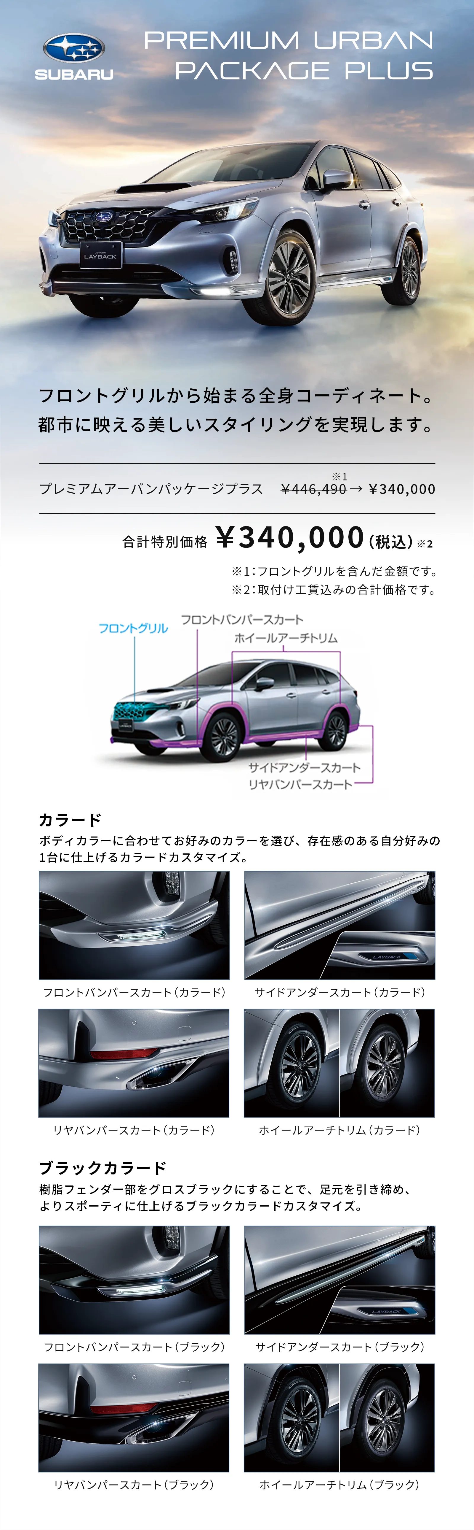 LEVORG LAYBACK PREMIUM URBAN PACKAGE PLUSの詳細