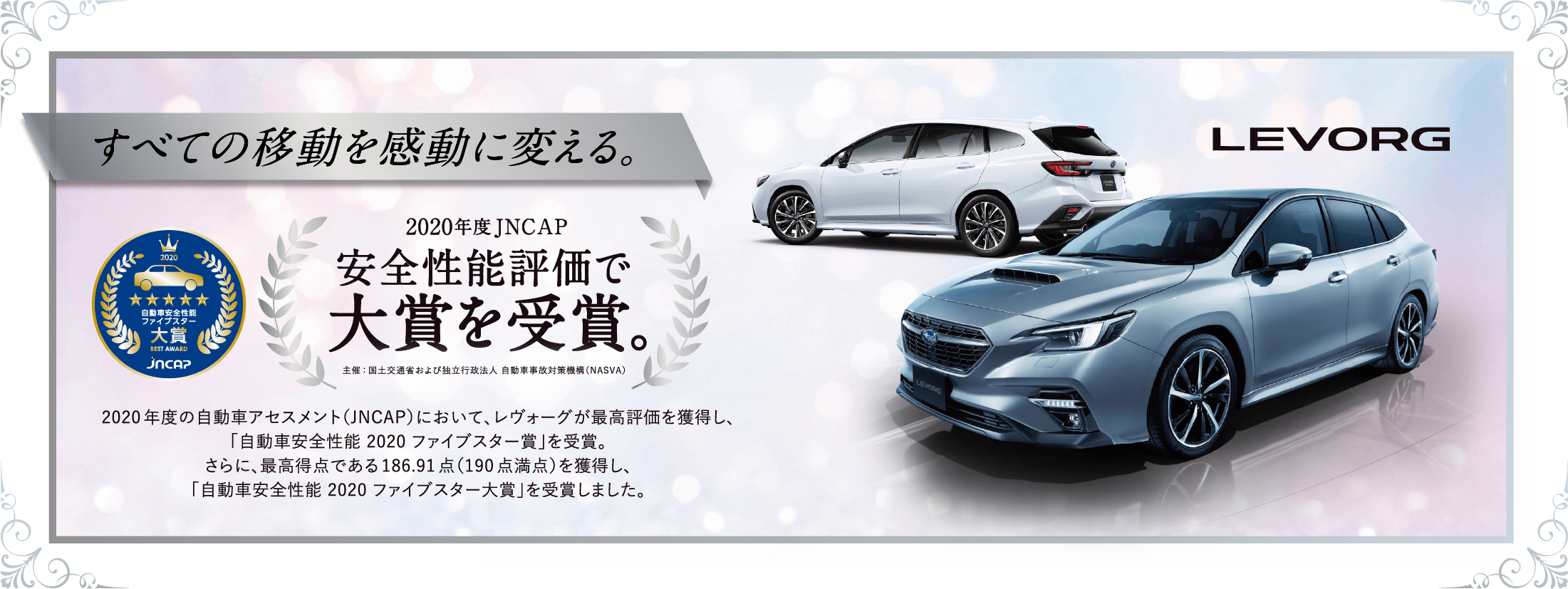 LEVORG 2020年度JNCAP安全性能評価で大賞を受賞