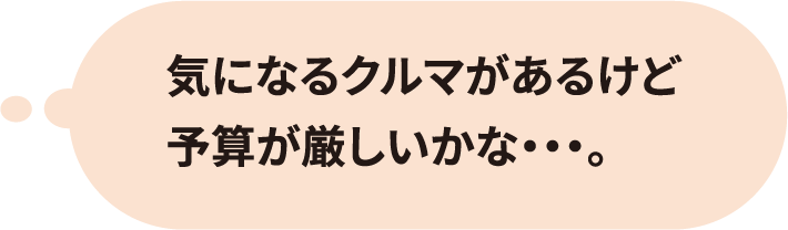 気になるクルマがあるけど予算が厳しいかな・・・。