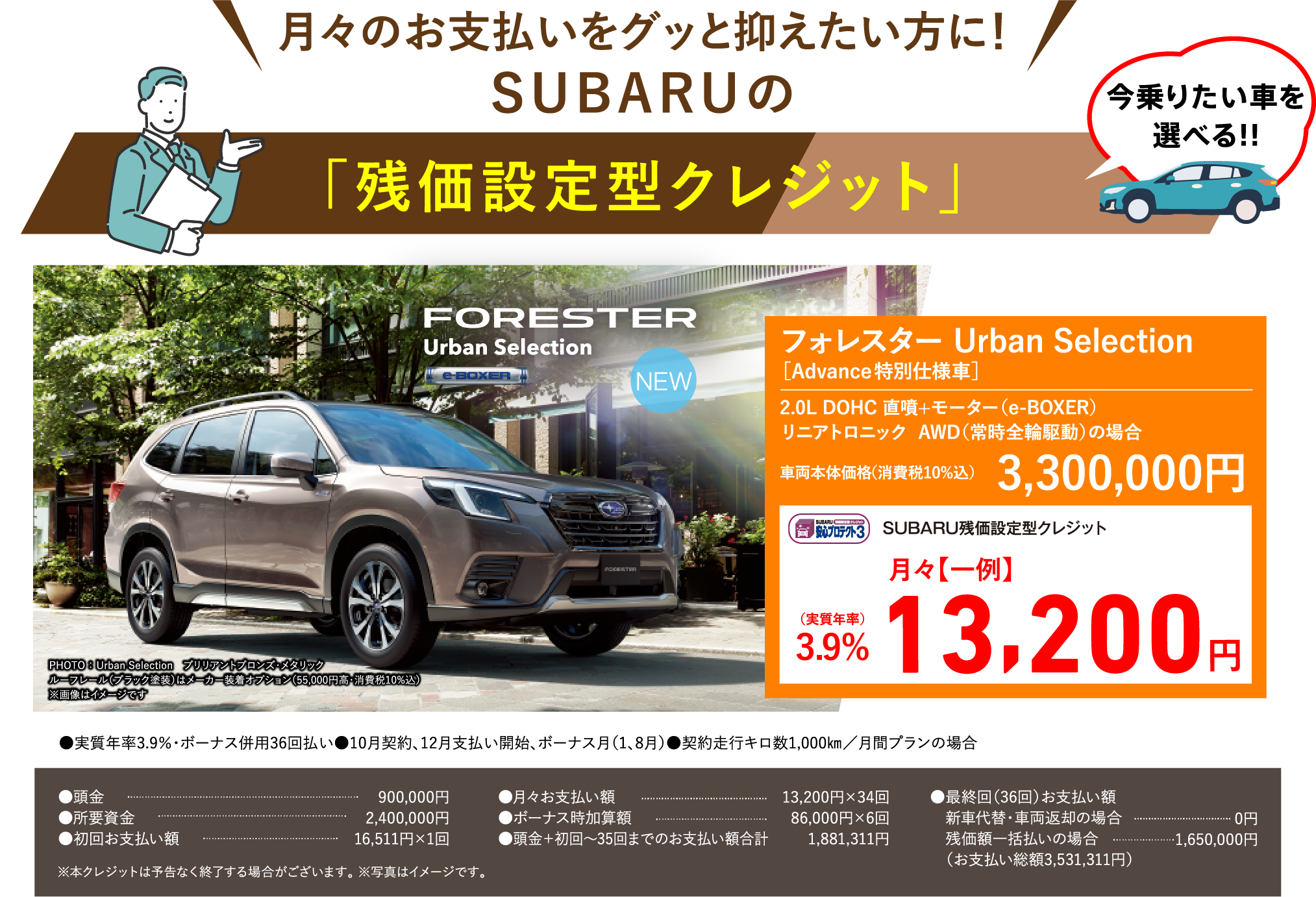 月々のお支払いをグッと抑えたい方に！SUBARUの「残価設定型クレジット」