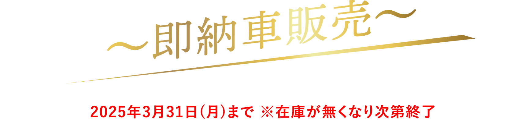 速納車販売。2025年3月31日まで※在庫が無くなり次第終了