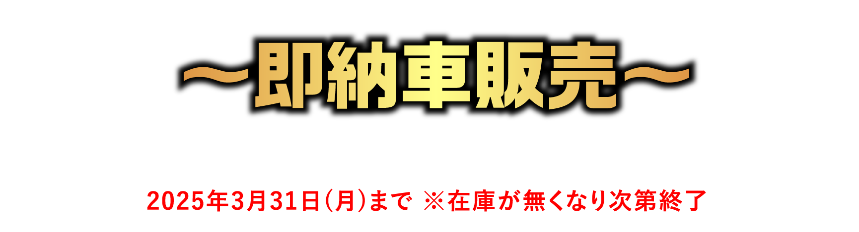 速納車販売。2025年3月31日まで※在庫が無くなり次第終了